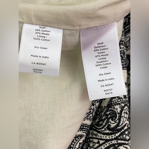 Talbots Women’s Sz 16 Cotton Blend Sheath Shift Dress Lined Paisley Black White - Picture 9 of 9